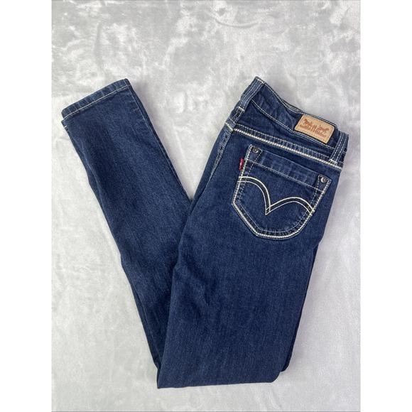 Levi's 524 Women's Too Superlow Skinny Blue Denim Jeans Size 5m 27x32 - Picture 1 of 11
